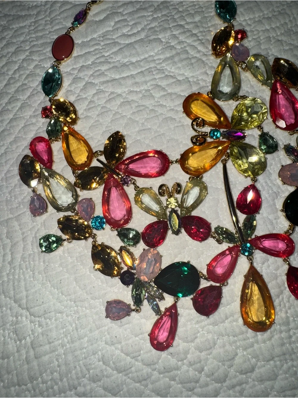 Statement Multicolor Crystal Floral Necklace - Women Jewelry